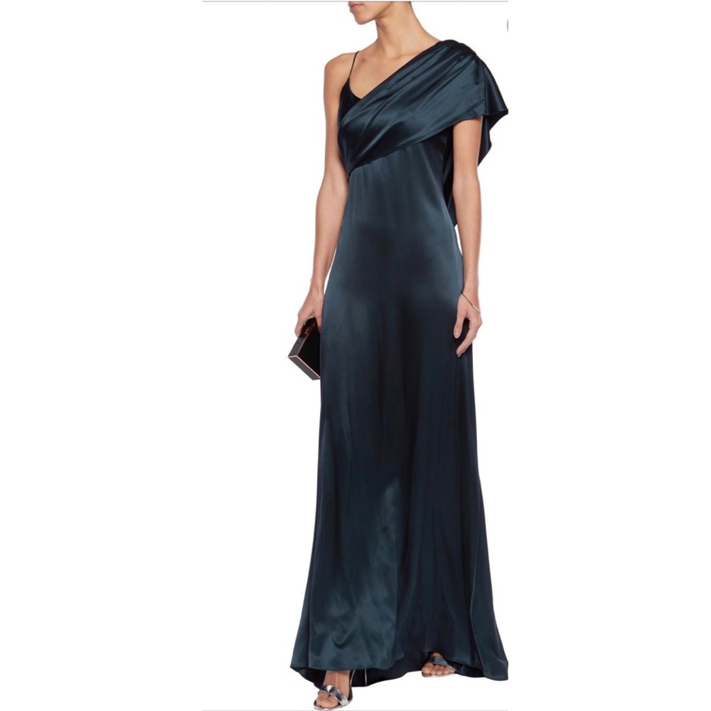 CUSHNIE draped one shoulder silk gown